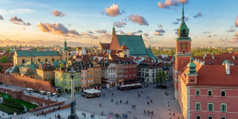 An aerial view of the old town in warsaw.