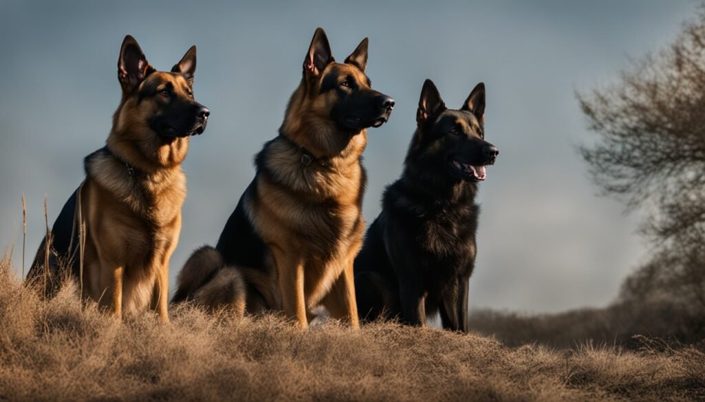 German Shepherd, Belgian Malinois, and Dutch Shepherd