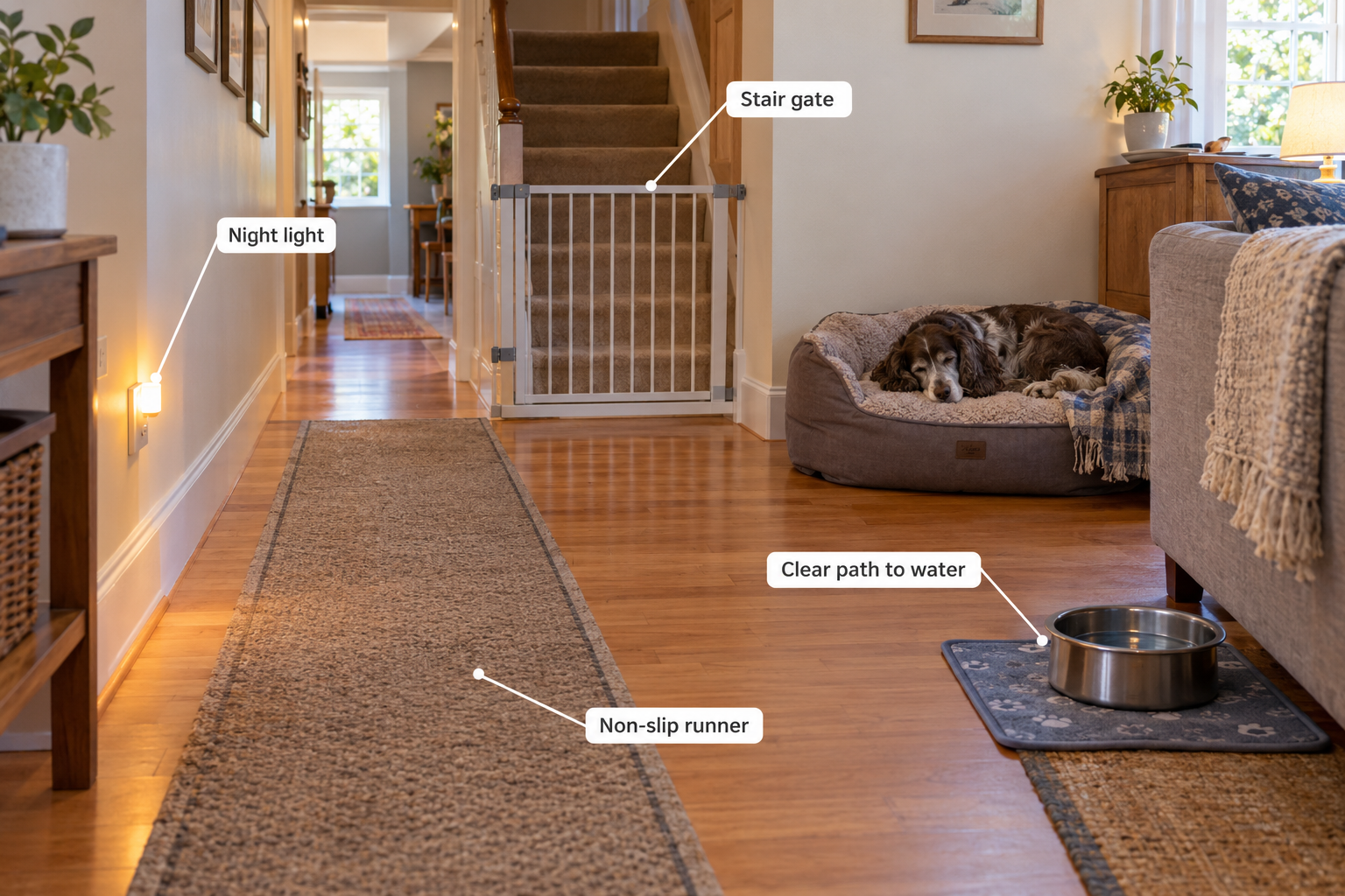 How do you care for a dog with dementia at home?