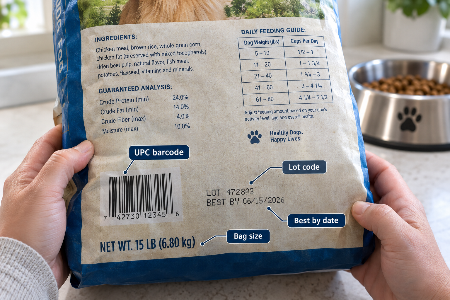 How do you check your bag's lot number and UPC?