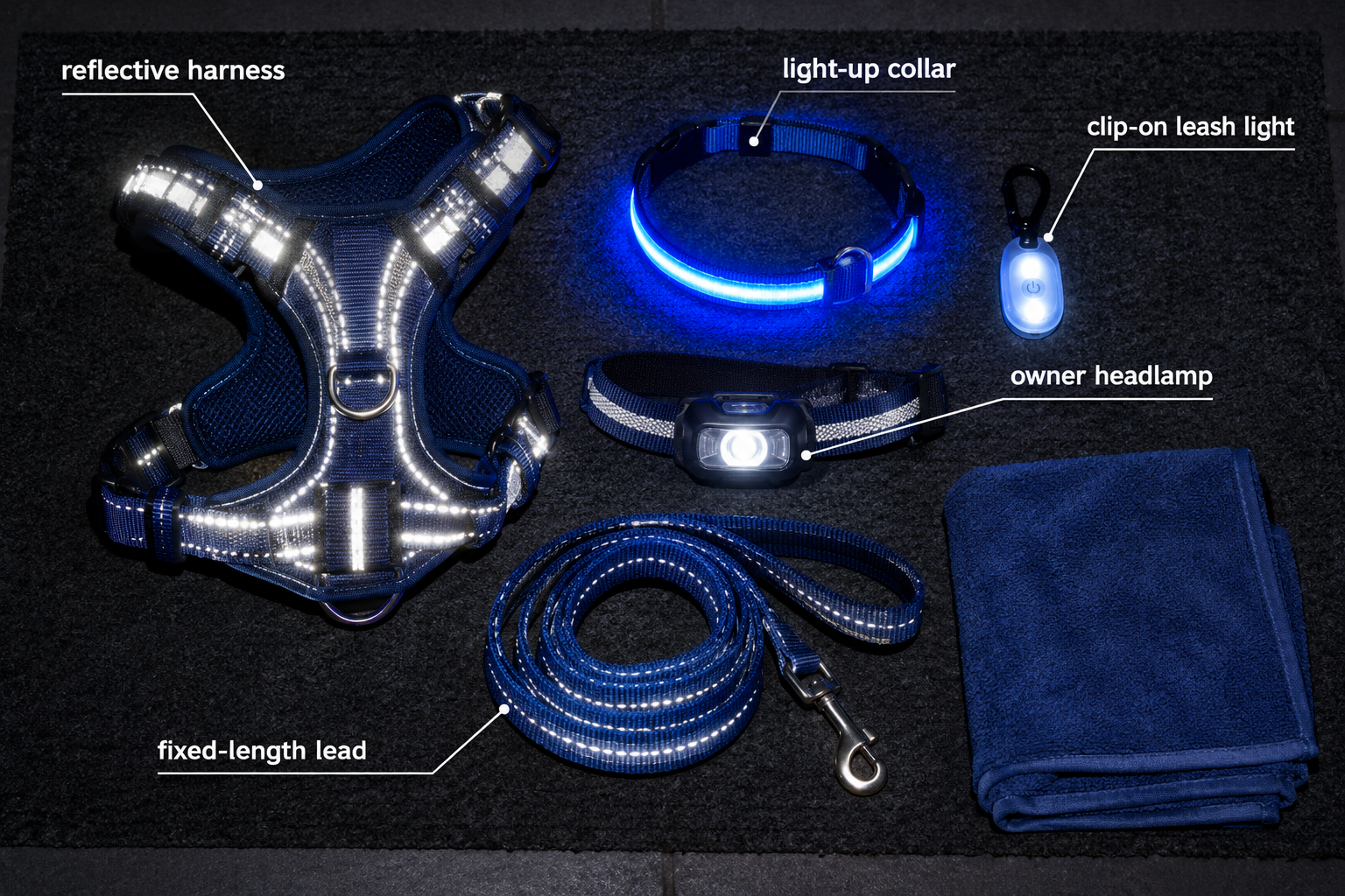 How do you keep a dog safe on night walks?