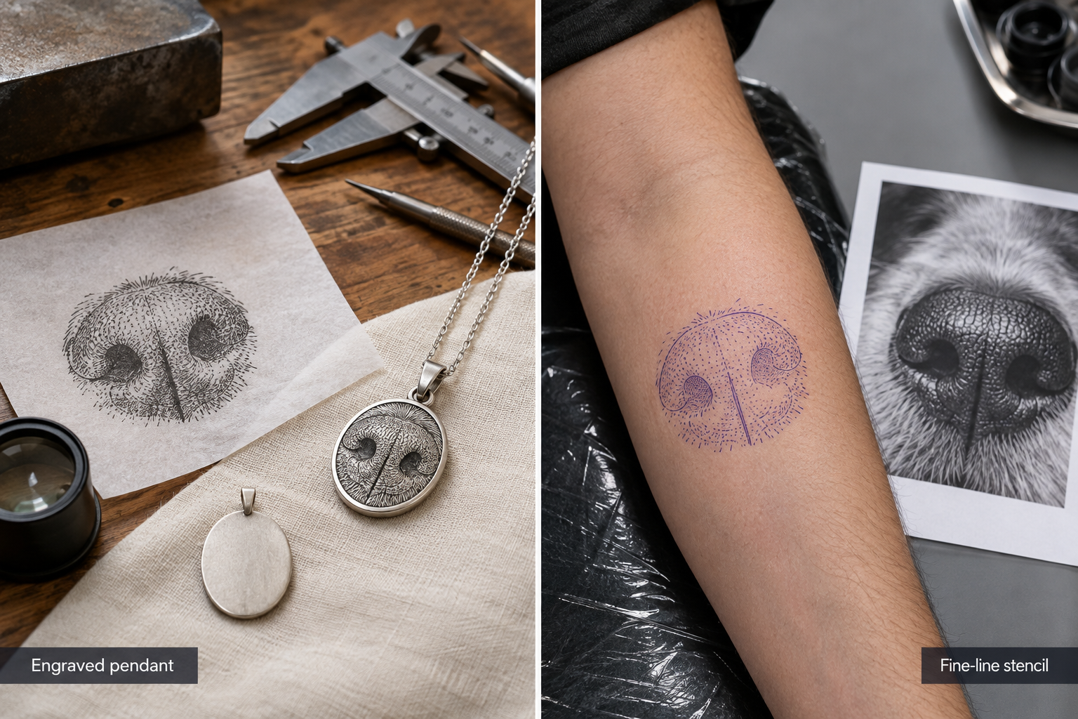 How do you turn a nose print into jewelry or a tattoo?