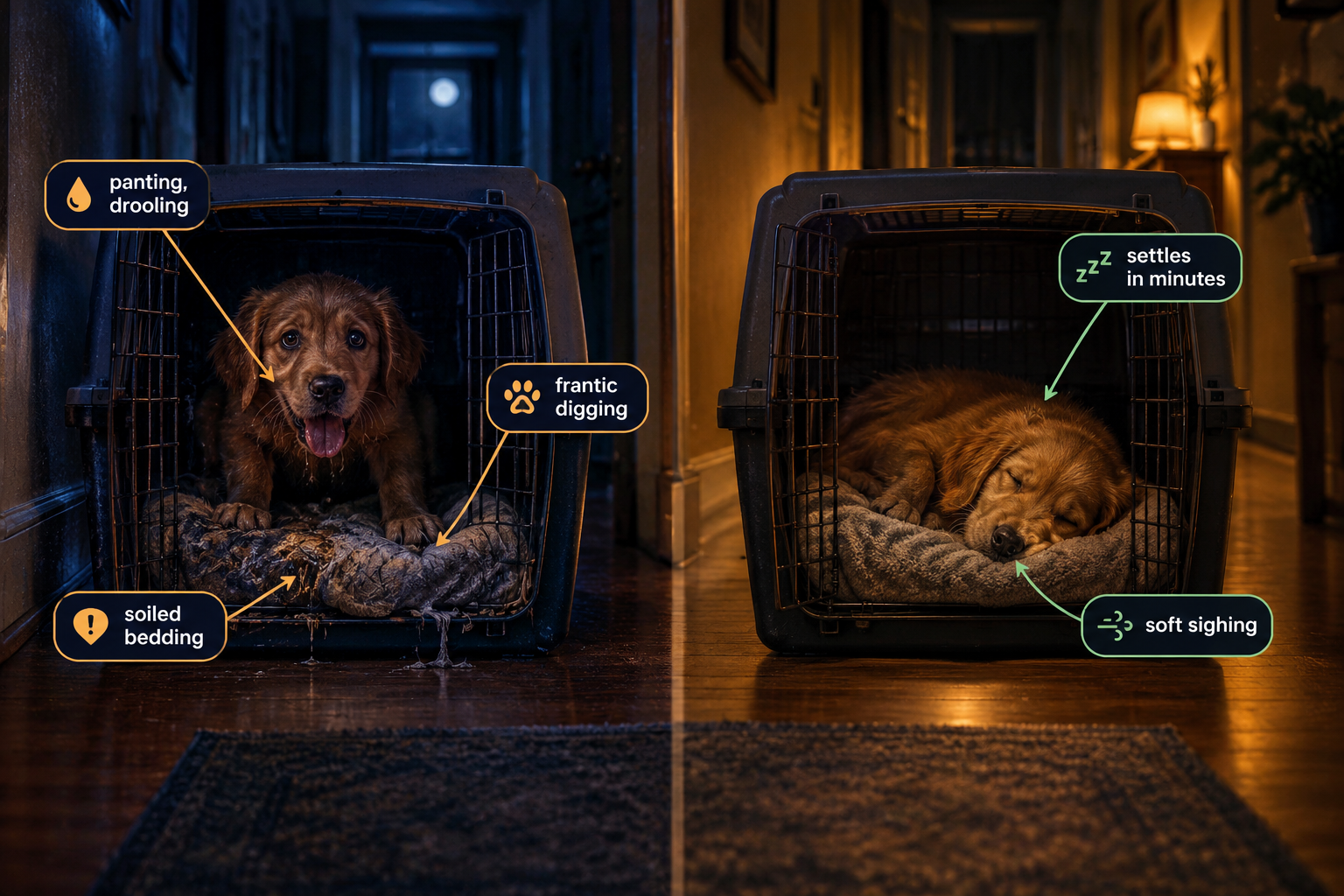How long until a puppy stops crying at night?