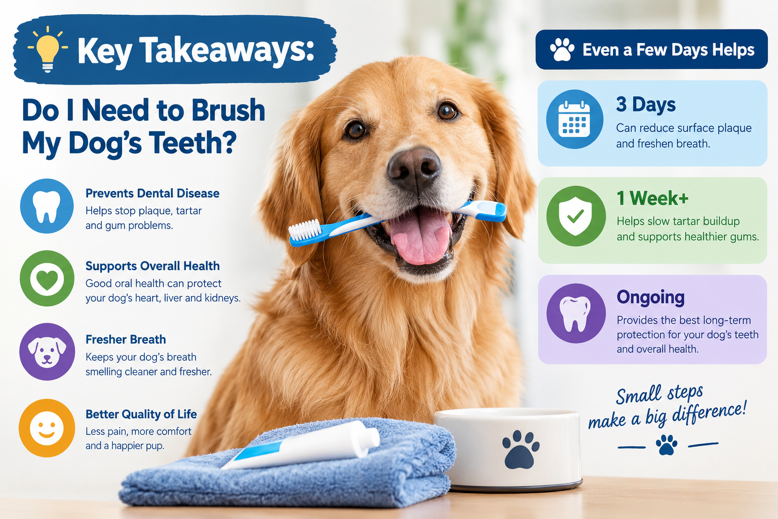 How often should I brush my dog's teeth? Daily versus 3 days a week
