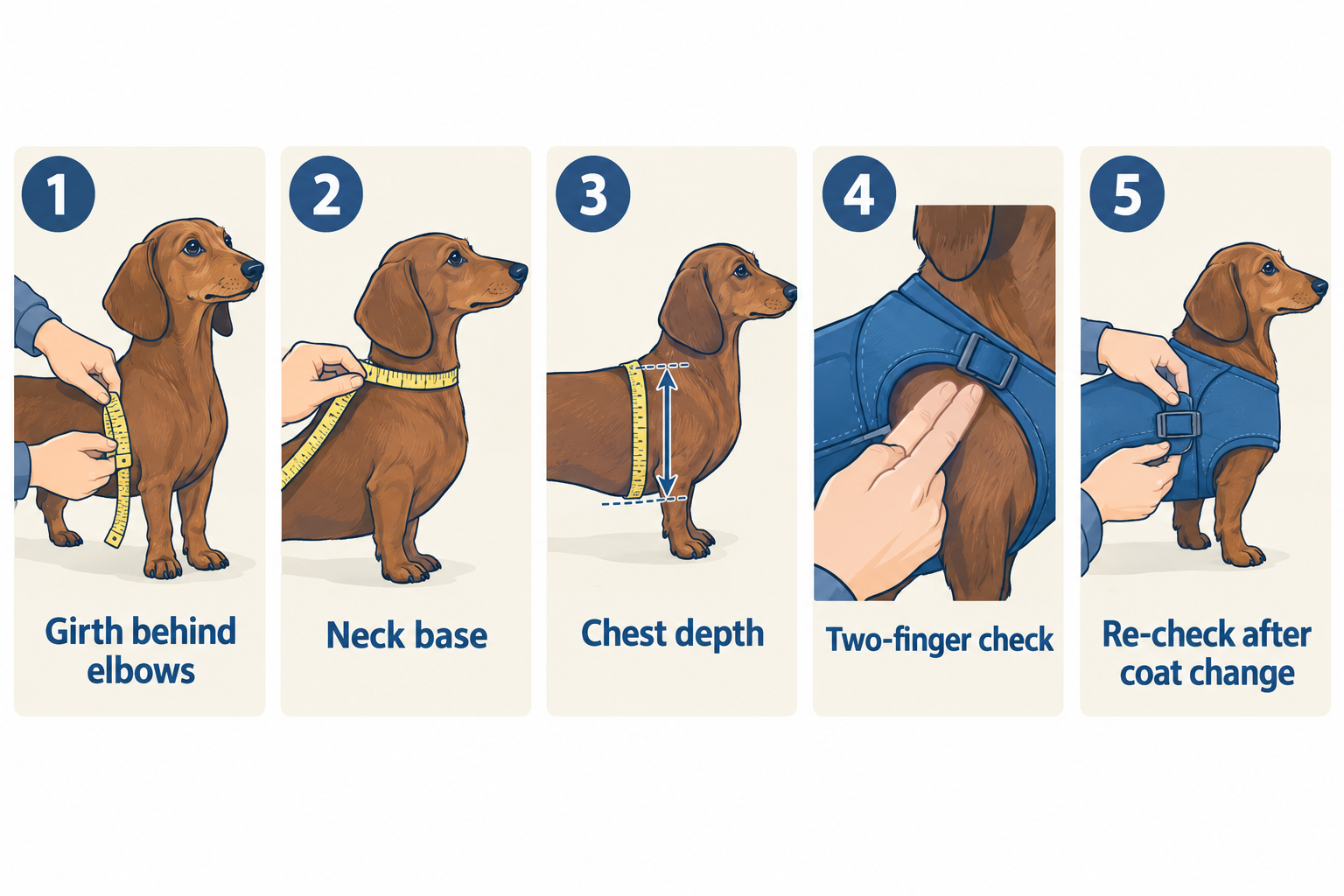 How should a harness fit a dachshund's long body?