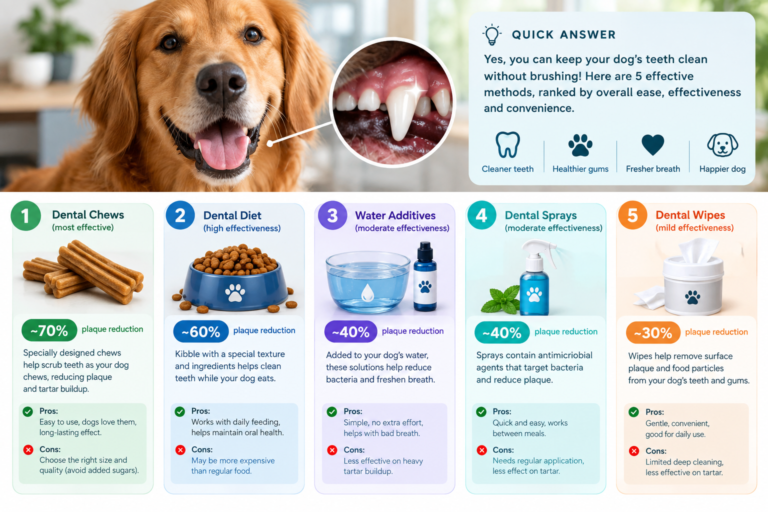 How to Clean Dog Teeth Without Brushing: The 5 Methods Ranked