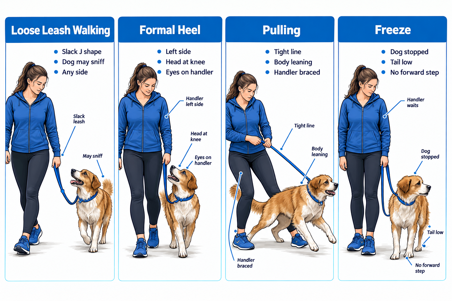 What is loose leash walking, and how is it different from heel?