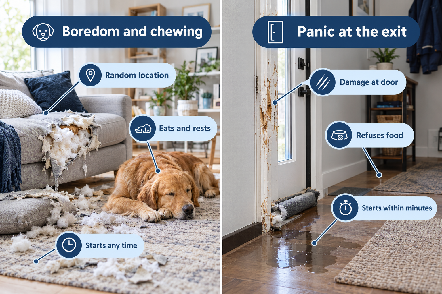 What is separation anxiety in dogs, and how is it different from boredom or isolation distress?