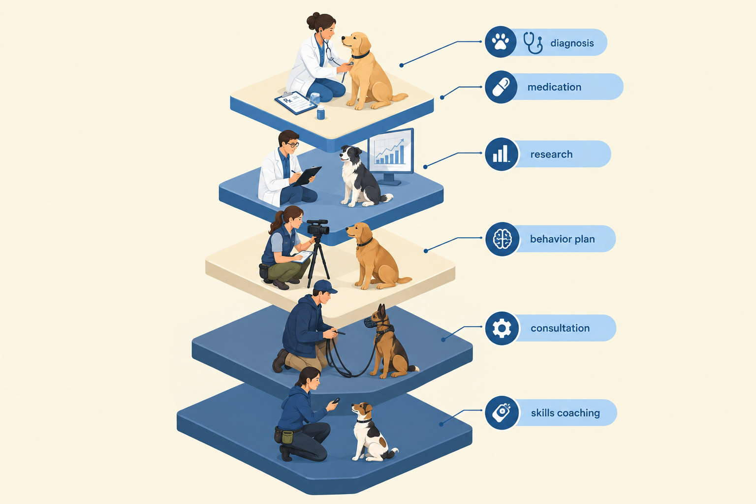 What is the difference between a veterinary behaviorist and a dog trainer?