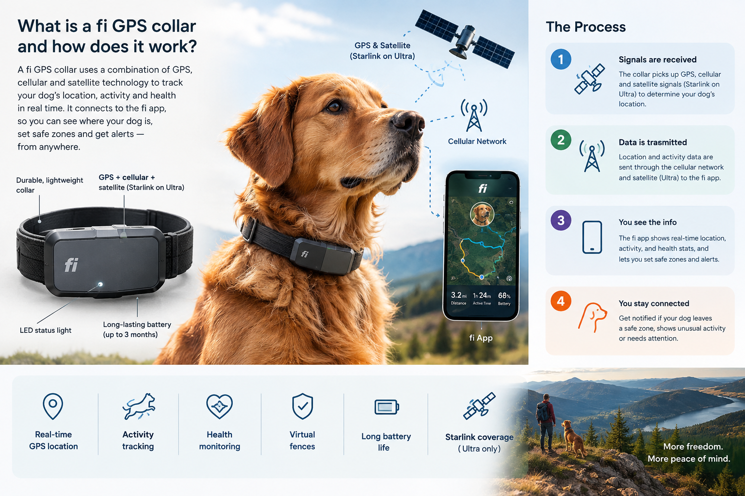 What size dog do you need, and does a fi gps collar work for cats?