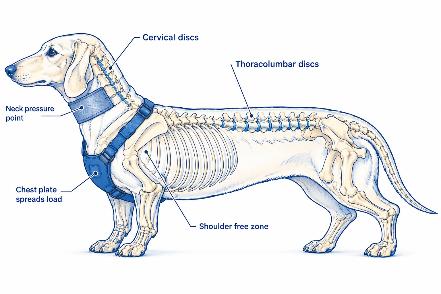 Why do dachshunds need a harness instead of a collar?