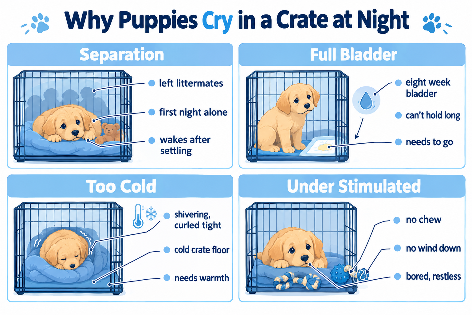 Why do puppies cry in their crate at night?